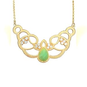 NWT Elegant Gold and Green Necklace And Earring Set